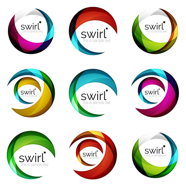 Set of swirl circles abstract vector icons. Circle, helix, rotation, spiral motion concepts - Vector, Image