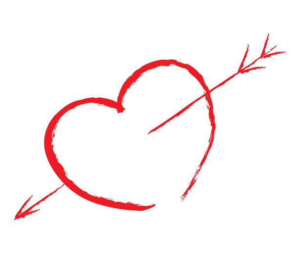 isolated red heart pierced by arrow - Vector, Image