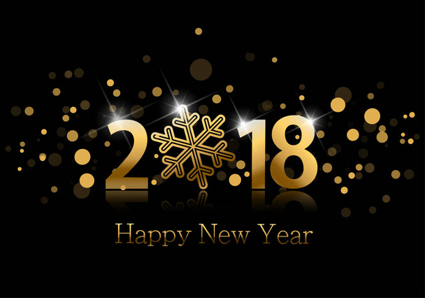 Tarjeta de felicitación con un Año Nuevo 2018 con copo de nieve dentro de nubmers
.  - Vector, Imagen