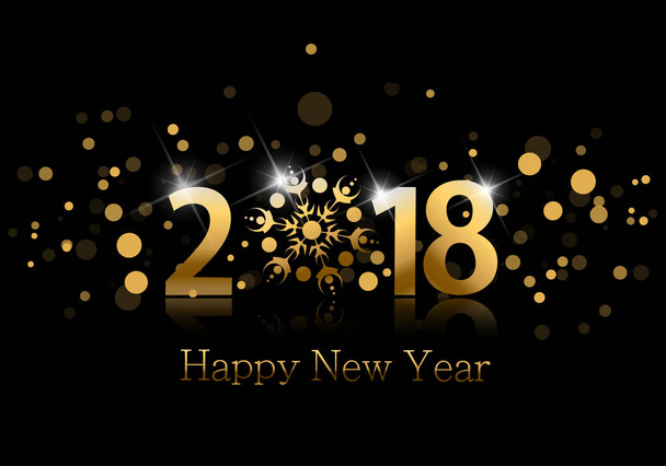 Tarjeta de felicitación con un Año Nuevo 2018 con copo de nieve dentro de nubmers
.  - Vector, Imagen