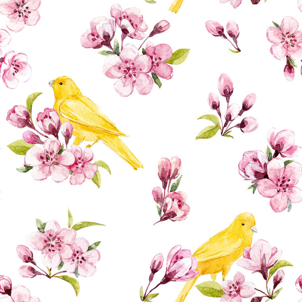Watercolor spring floral pattern - Photo, Image