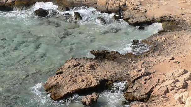 Sziklás part és a Vörös-tenger a Ras Mohamed Nemzeti Park - Felvétel, videó