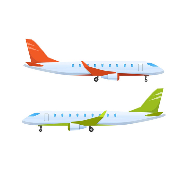 Modern passenger plane. Flying airplane, airliner. Logistics, transportation, delivery services. - Vektor, obrázek