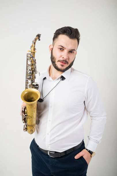 Saxophone Player Saxophonist with Sax - Foto, imagen