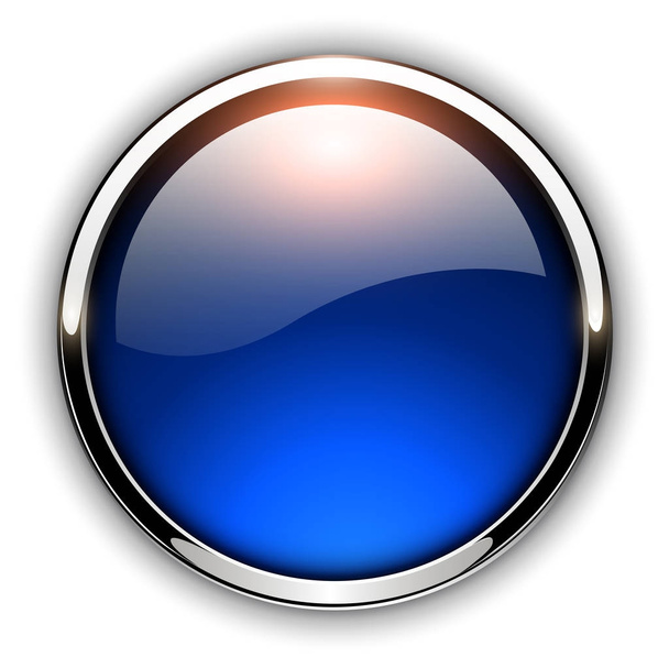 Glossy button blue - Wektor, obraz