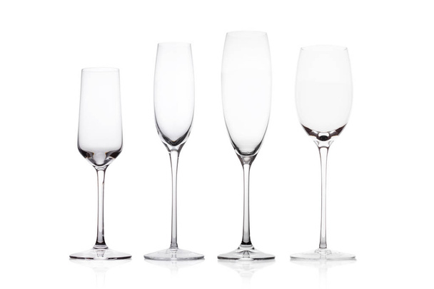 Empty champagne glasses on white background - Foto, Imagem
