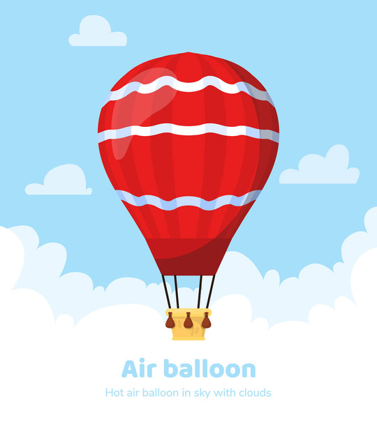Flat hot air balloon - Vector, Image
