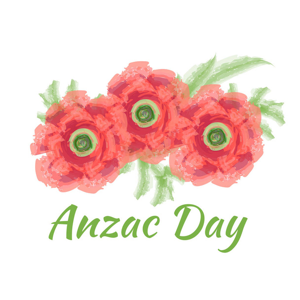 Ημέρα Anzac διανυσματικά εικονογράφηση του ένα φωτεινό κόκκινο λουλούδι παπαρούνας. - Διάνυσμα, εικόνα