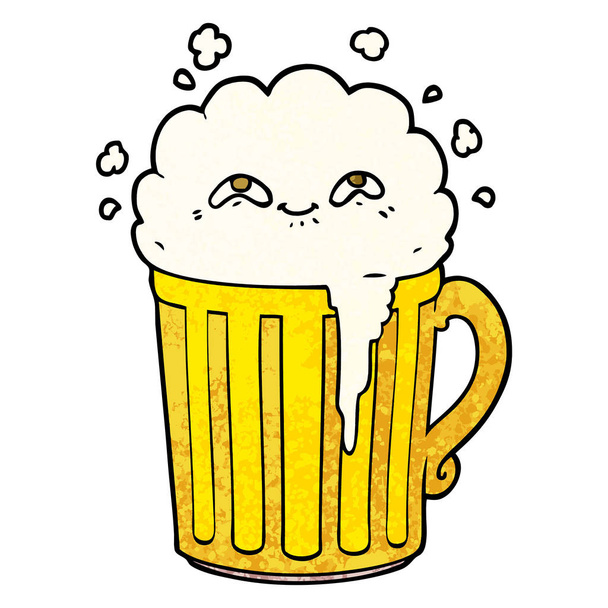 счастливая кружка пива из мультфильма
 - Вектор,изображение