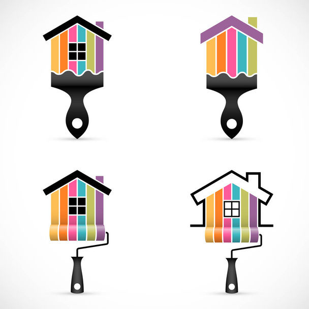 Conjunto de iconos de renovación de la casa. Servicios de pintura iconos
 - Vector, imagen