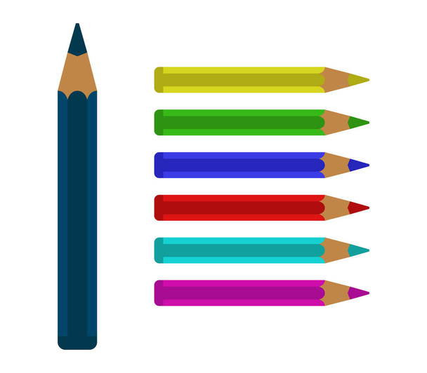 Χρωματιστά μολύβια σε λευκό φόντο - Διάνυσμα, εικόνα