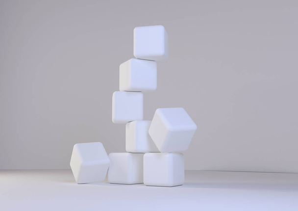 simple white box display 3d design render - Foto, immagini