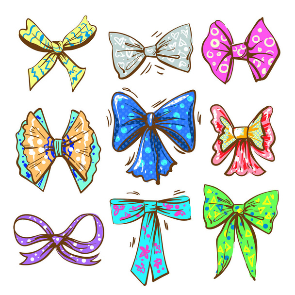 Vector pop art vintage bow or ribbon set - Vector, Image