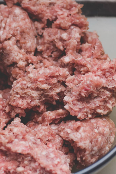 Meat stuffing for making meatballs. Soup with meatballs and past - Fotó, kép