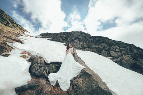 The bride in  mountains. Wedding - 写真・画像
