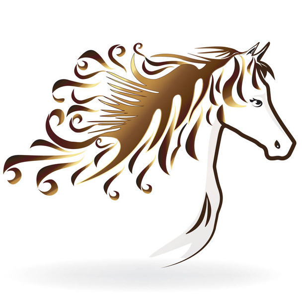Pferd mit wirbelndem Haar-Symbol-Logo-Vektor-Design - Vektor, Bild