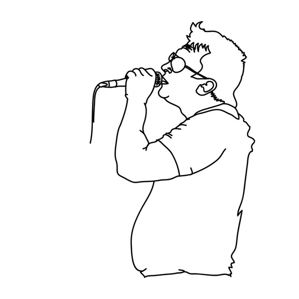 Ilustración popular de silueta de cantante aislada sobre fondo blanco
 - Vector, Imagen