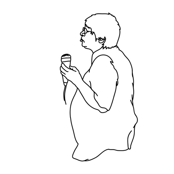 Ilustración popular de silueta de cantante aislada sobre fondo blanco
 - Vector, Imagen