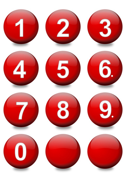 Punaiset pallot valkoisilla numeroilla
 - Valokuva, kuva