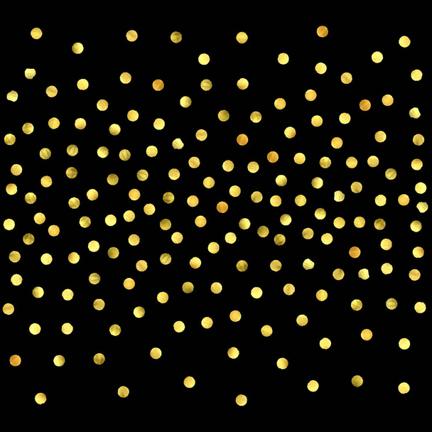 Zlaté konfety izolované na černém pozadí. - Vektor, obrázek