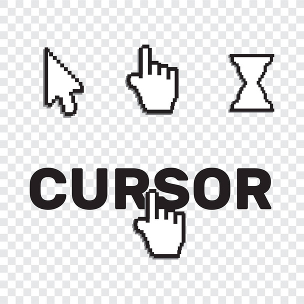 ピクセルカーソルは、マウスの手の矢印アイコン。マウスコンピュータのカーソル。手矢印Webカーソルセット - ベクター画像