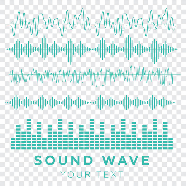 音波ベクトルだ。波のサインとシンボルをフラットスタイルで - ベクター画像