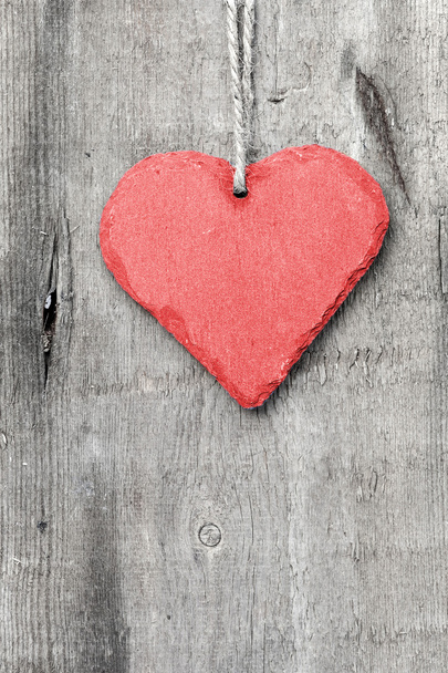 Valentine's Day love heart on rustic style background - Photo, Image