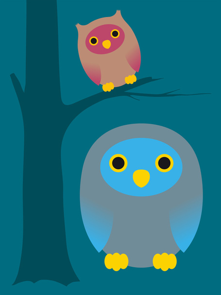 Cute cartoon owls - Wektor, obraz