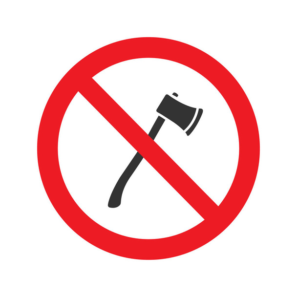 Forbidden sign with axe glyph icon - Vecteur, image