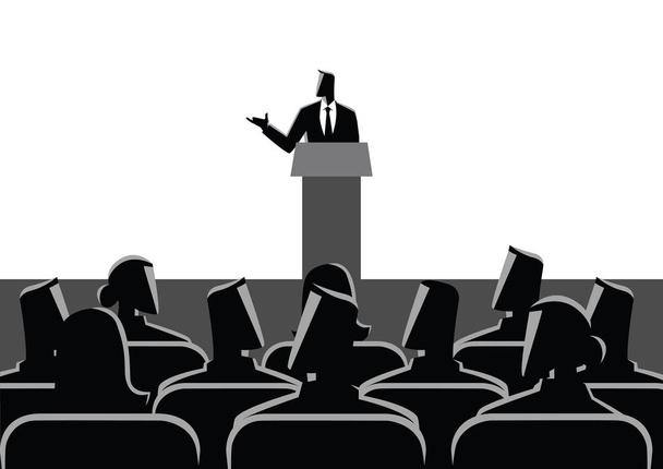 Man Giving A Speech On Stage - Vector, Image