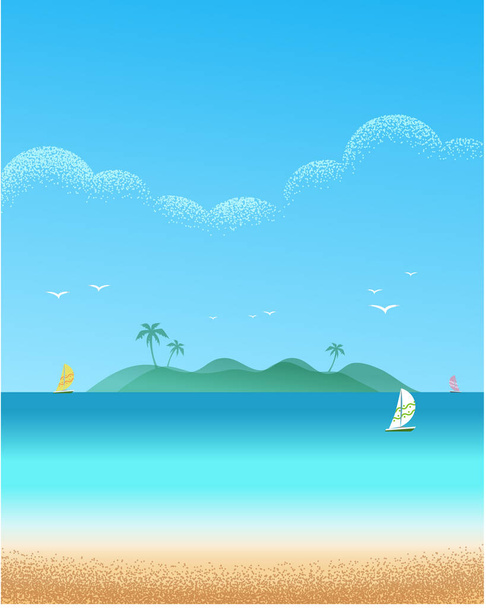 Gyönyörű seascape beach vektor textúra rajzos illusztráció. - Vektor, kép