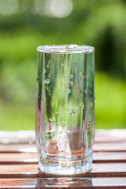 glass water wood natural background, - 写真・画像