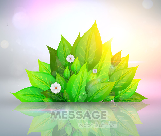 čerstvé zelené listy a slunce svítí pro letní design - Vektor, obrázek