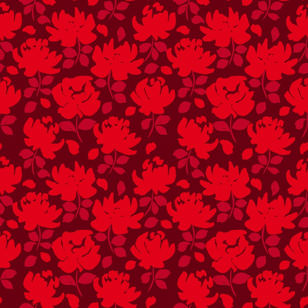 Floral seamless Pattern. Silhouette of flowers vector background - Vektör, Görsel