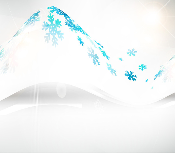 Christmas background with abstract winter blue snowflakes - Vektor, obrázek