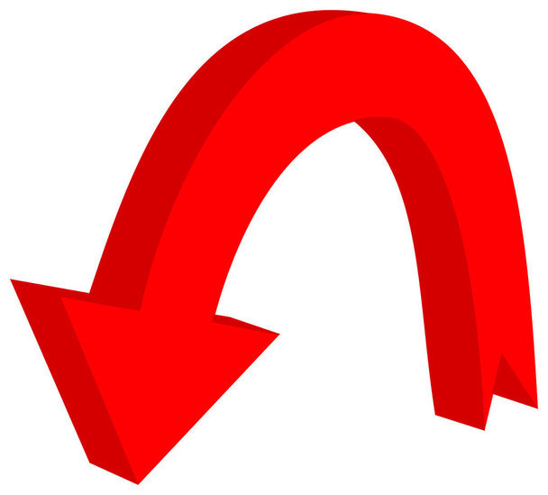 круговая стрелка в 3d красный цвет - 3D иллюстрация
 - Вектор,изображение