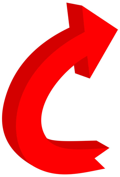 cirkelvormige pijl in 3D-rode kleur - 3d illustratie - Vector, afbeelding