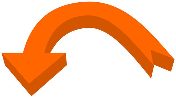 круговая стрелка в 3d оранжевый цвет - 3D иллюстрация
 - Вектор,изображение