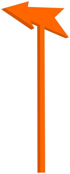 Straßenschild mit spitzer orangefarbener Pfeilspitze - 3D-Illustration - Vektor, Bild