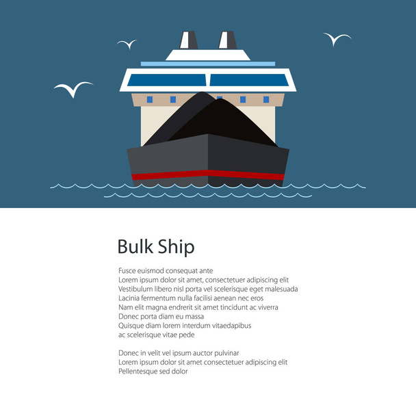 Poster met droge lading schip - Vector, afbeelding