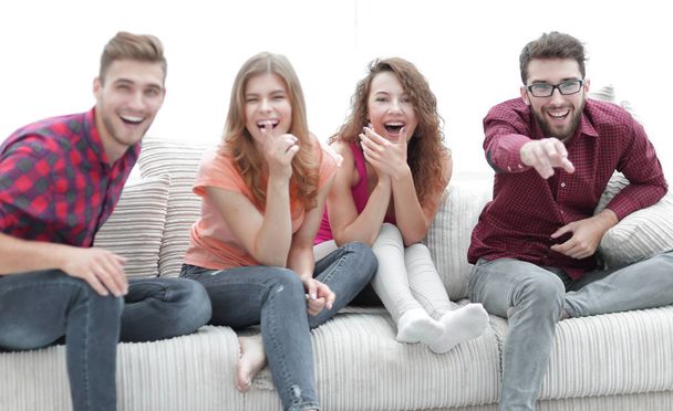 group of cheerful friends watching their favorite movie - Φωτογραφία, εικόνα