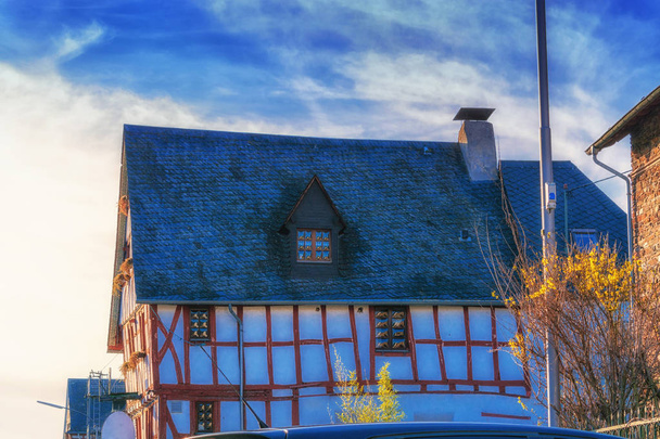 Historic half-timbered house "Zum Eichamt" in Zell Mosell directly on the Moselle promenade, - Photo, Image