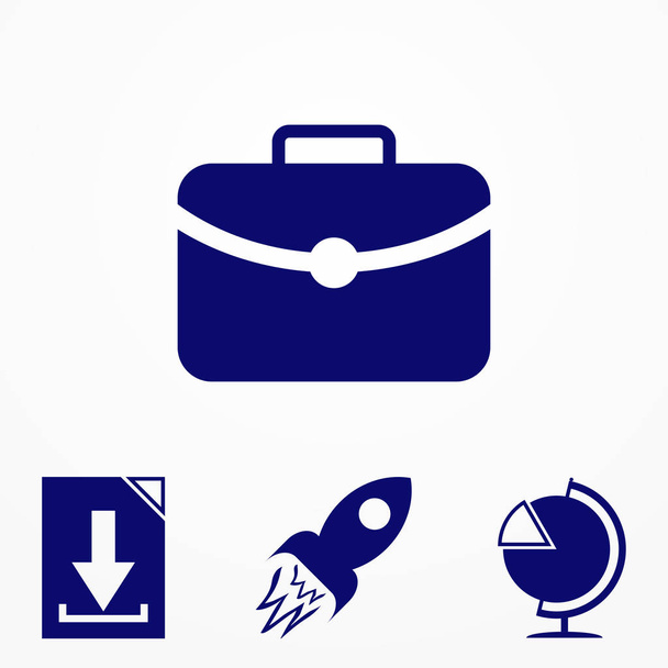 briefcase blue icon. Vector flat icon for web. - Vector, Image