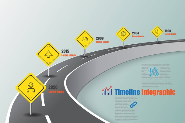 Business Roadmap Timeline Infografik Schnellstraßenkonzepte für abstrakte Hintergrund Vorlage Meilenstein Diagramm Prozesstechnologie digitale Marketing-Daten Präsentation Diagramm Vektor Illustration - Vektor, Bild