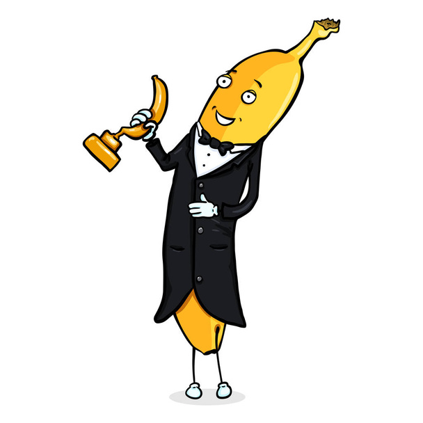Банан у смокінг з Золотий трофей - Вектор, зображення