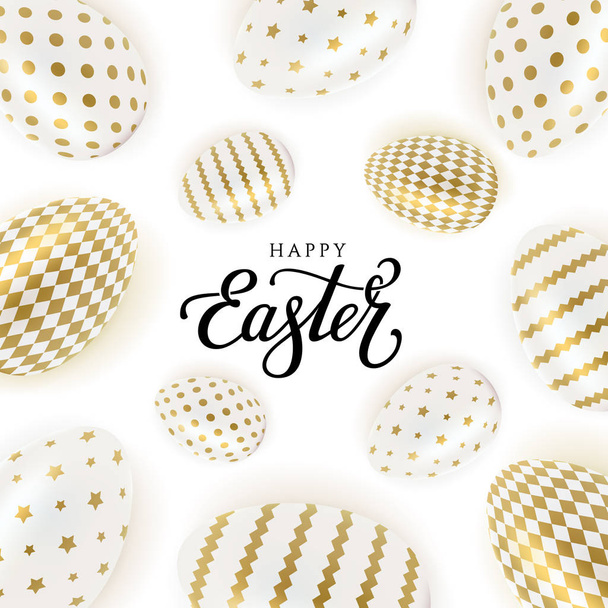 Easter gold eggs white - Vector, Image