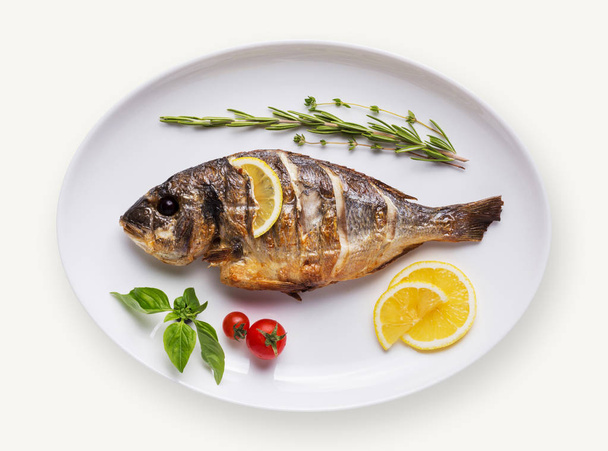 Fish dish isolated on white background - Photo, Image