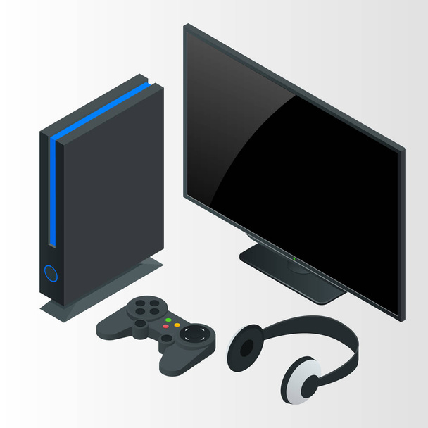 Video game console isometric vector illustration - Vector, Image