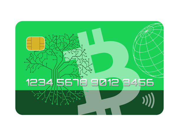 Tarjeta de crédito abstracta, bitcoins
 - Vector, Imagen