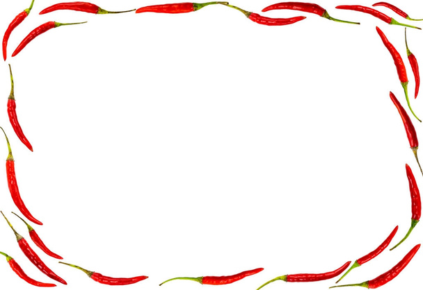 рама перець чилі з довгими стручками червоного кольору з місцем для копіювання на білому тлі
 - Фото, зображення
